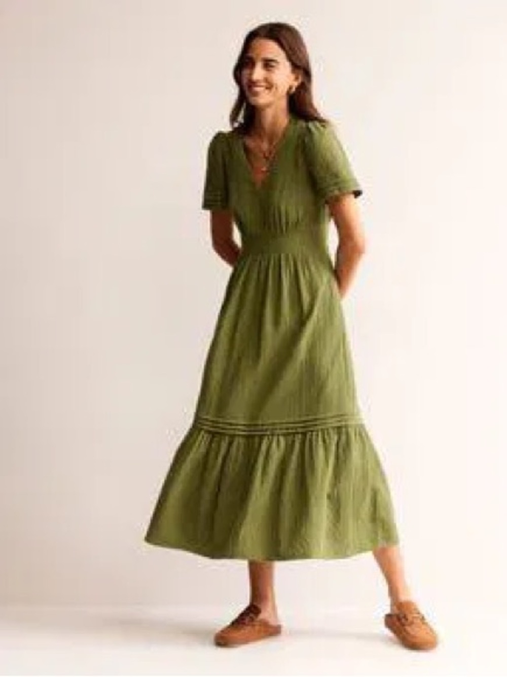 Boden Eve Double Cloth Midi Dress green